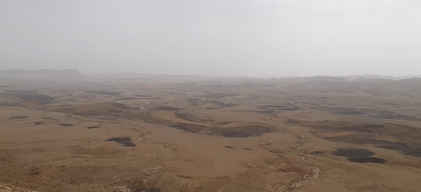 view overlooking Makhtesh Ramon (Ramon Crater) in the Negev Desert in Israel